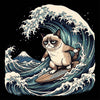 Grumpy Cat Surfing Hokusai’s Great Wave Funny Meme T-Shirt