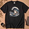 Grumpy Cat Surfing Hokusai’s Great Wave Funny Meme T-Shirt