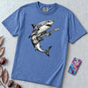Guitar Playing Shark T-shirt, Band Shirt - Mystic Blue unfolded t-shirt mockup