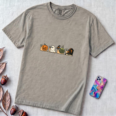 Halloween Snail Squad T-Shirt - Granite unfolded t-shirt mockup