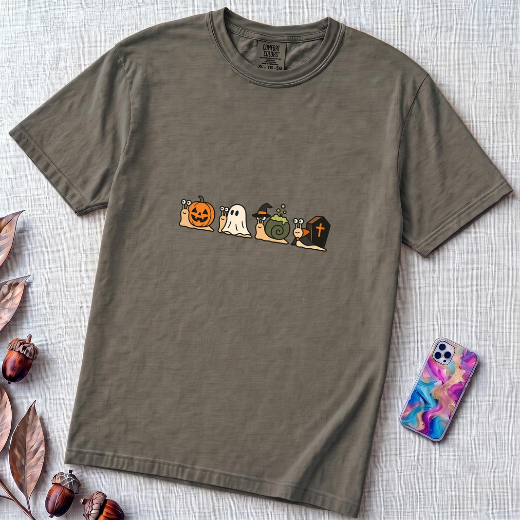 Halloween Snail Squad T-Shirt - Pepper unfolded t-shirt mockup