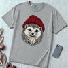 Hedgehog in a Red Beanie T-Shirt - Granite unfolded t-shirt mockup