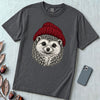 Hedgehog in a Red Beanie T-Shirt - Graphite unfolded t-shirt mockup