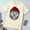Hedgehog in a Red Beanie T-Shirt - Ivory unfolded t-shirt mockup
