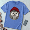 Hedgehog in a Red Beanie T-Shirt - Mystic Blue unfolded t-shirt mockup