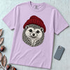 Hedgehog in a Red Beanie T-Shirt - Orchid unfolded t-shirt mockup