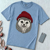 Hedgehog in a Red Beanie T-Shirt - Washed Denim unfolded t-shirt mockup