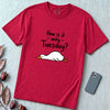 How Is It Only Tuesday? Goose Burnout T-Shirt - Red unfolded t-shirt mockup