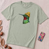 Hummingbird in a Beanie T-shirt - Bay unfolded t-shirt mockup