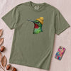 Hummingbird in a Beanie T-shirt - Moss unfolded t-shirt mockup