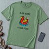 I Am Fine T-Shirt, Sarcastic Summer Vibe - Light Green unfolded t-shirt mockup