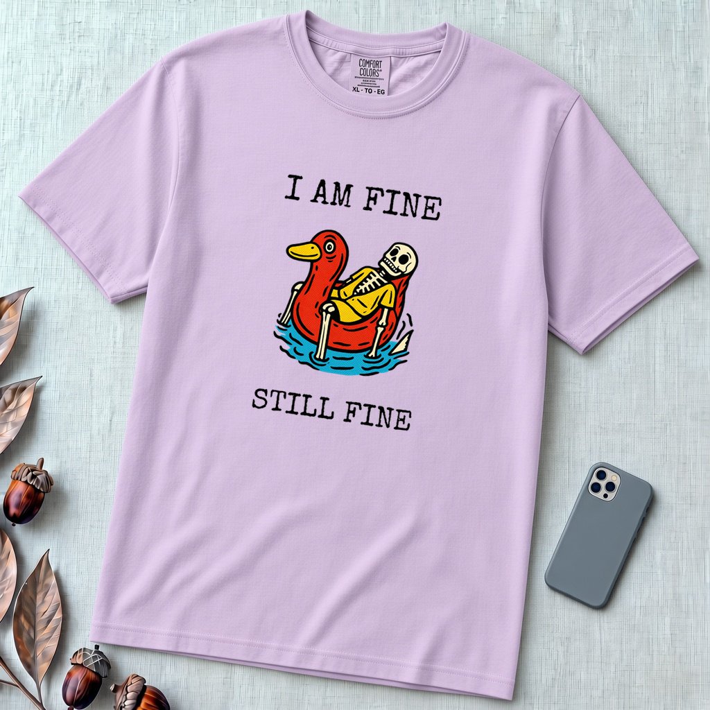 I Am Fine T-Shirt, Sarcastic Summer Vibe - Orchid unfolded t-shirt mockup