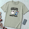 I Don’t Fear Ghosts I Fear Group Chats T-Shirt - Bay unfolded t-shirt mockup