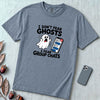 I Don’t Fear Ghosts I Fear Group Chats T-Shirt - Blue Jean unfolded t-shirt mockup