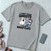I Don’t Fear Ghosts I Fear Group Chats T-Shirt - Granite unfolded t-shirt mockup
