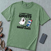 I Don’t Fear Ghosts I Fear Group Chats T-Shirt - Light Green unfolded t-shirt mockup