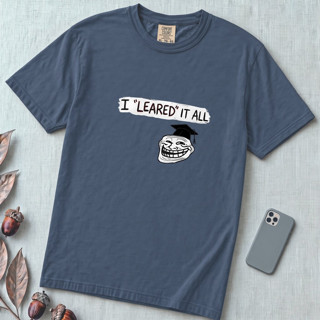 I Leared It All T-Shirt – Minnesota Learning Center Shirt Meme, Troll Face Parody Tee - Midnight unfolded t-shirt mockup