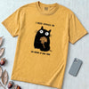 I Need Cuddles Or Six Skeins Of New Yarn T-Shirt - Mustard unfolded t-shirt mockup