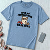 I Put My Controller Down To Be Here Cat T-Shirt, Grumpy Cat Tee for Gamer - Washed Denim unfolded t-shirt mockup