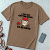 I Put My Knitting Down To Be Here Grumpy Cat T-Shirt, Funny Knitter Cat - Espresso unfolded t-shirt mockup