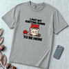 I Put My Knitting Down To Be Here Grumpy Cat T-Shirt, Funny Knitter Cat - Granite unfolded t-shirt mockup