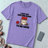 I Put My Knitting Down To Be Here Grumpy Cat T-Shirt, Funny Knitter Cat - Violet unfolded t-shirt mockup