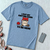 I Put My Knitting Down To Be Here Grumpy Cat T-Shirt, Funny Knitter Cat - Washed Denim unfolded t-shirt mockup