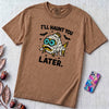 I’ll Haunt You Later Mummy Fish T-Shirt for Halloween - Espresso unfolded t-shirt mockup