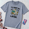 I’ll Haunt You Later Mummy Fish T-Shirt for Halloween - Washed Denim unfolded t-shirt mockup