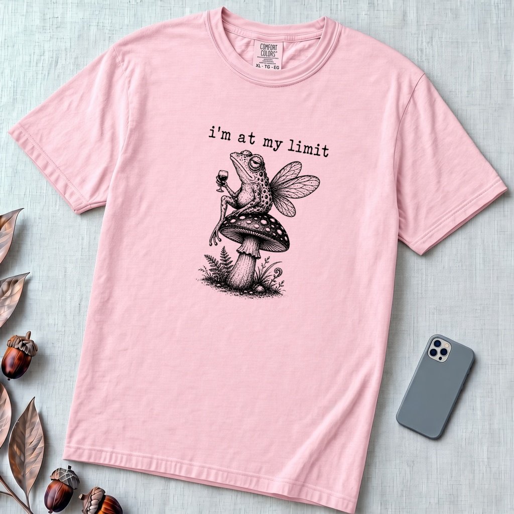I’m At My Limit Fairy Frog T-Shirt - Blossom unfolded t-shirt mockup