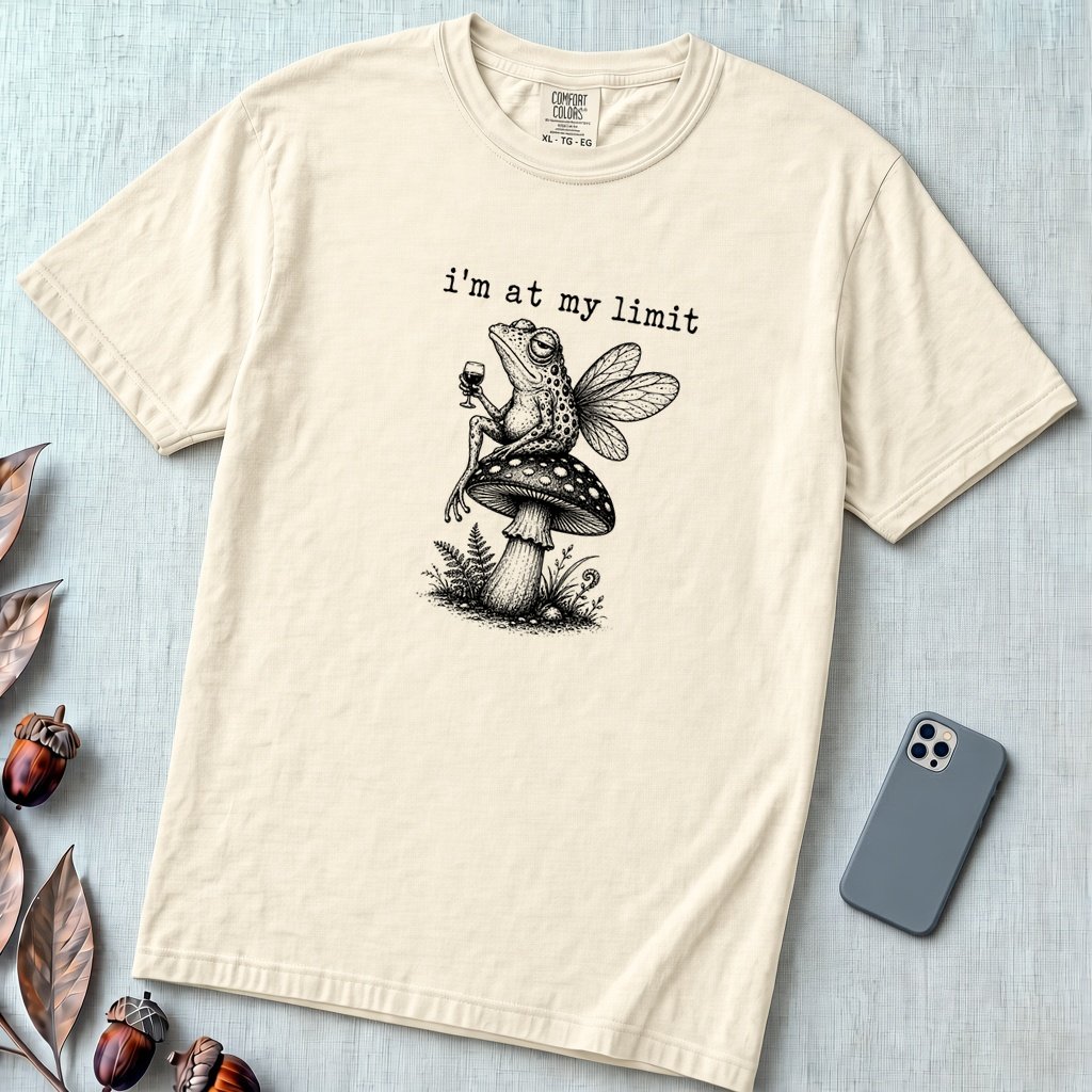I’m At My Limit Fairy Frog T-Shirt - Ivory unfolded t-shirt mockup