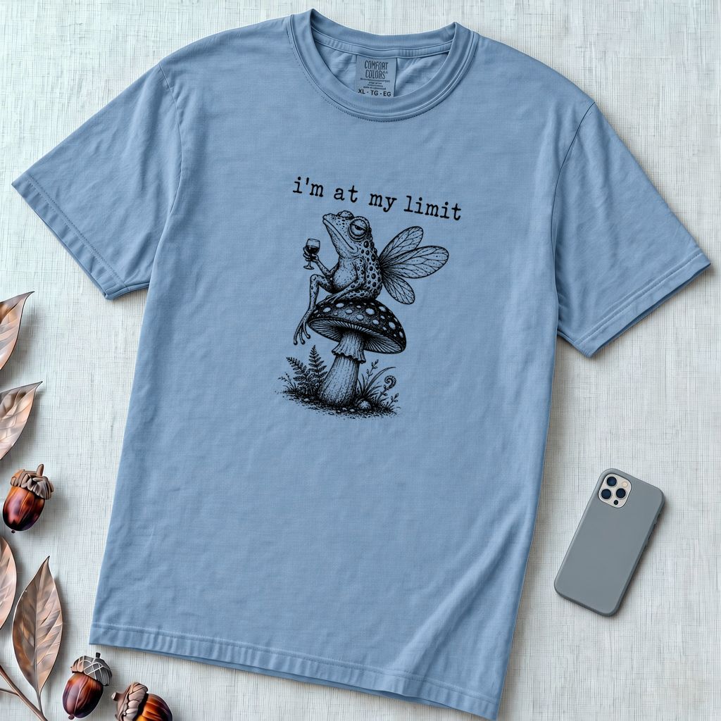 I’m At My Limit Fairy Frog T-Shirt - Washed Denim unfolded t-shirt mockup