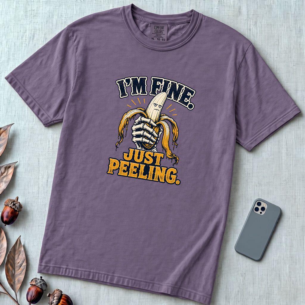 I’m Fine Banana T-Shirt - Grape unfolded t-shirt mockup