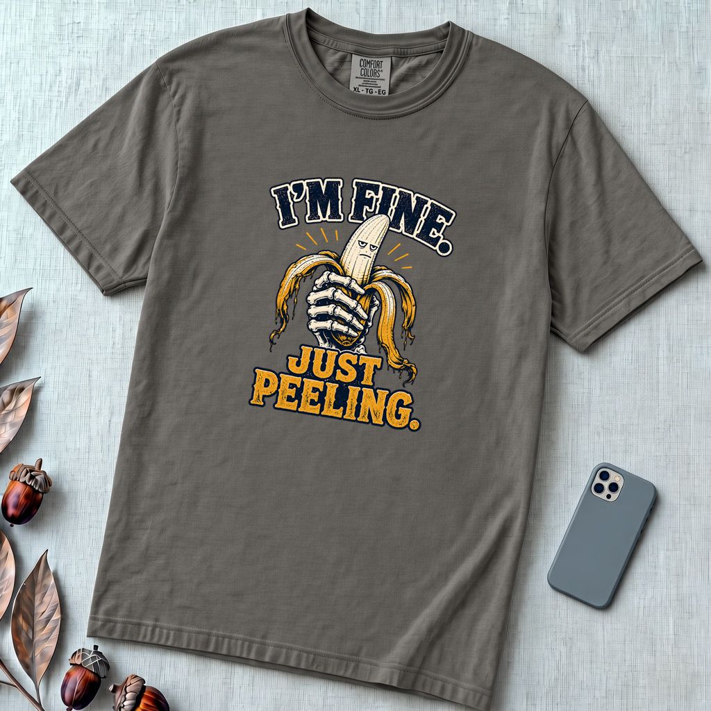 I’m Fine Banana T-Shirt - Pepper unfolded t-shirt mockup