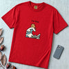 I’m Fine Cat Japanese Wave T-Shirt - Red unfolded t-shirt mockup