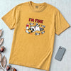 I’m Fine Raccoon Mom Graphic T-Shirt - Mustard unfolded t-shirt mockup