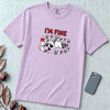 I’m Fine Raccoon Mom Graphic T-Shirt - Orchid unfolded t-shirt mockup
