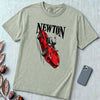 Isaac Newton in Flying Car T-shirt - Bay unfolded t-shirt mockup