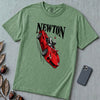 Isaac Newton in Flying Car T-shirt - Light Green unfolded t-shirt mockup