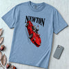 Isaac Newton in Flying Car T-shirt - Washed Denim unfolded t-shirt mockup