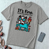 It’s Fine Dog T-shirt, Burnout Humor - Grey unfolded t-shirt mockup