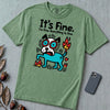 It’s Fine Dog T-shirt, Burnout Humor - Light Green unfolded t-shirt mockup