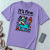 It’s Fine Dog T-shirt, Burnout Humor - Violet unfolded t-shirt mockup