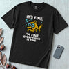 It’s Fine. I’m Fine. Everything Is Fine, Fish T-Shirt - Black unfolded t-shirt mockup