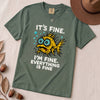 It’s Fine. I’m Fine. Everything Is Fine, Fish T-Shirt - Blue Spruce unfolded t-shirt mockup