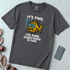 It’s Fine. I’m Fine. Everything Is Fine, Fish T-Shirt - Graphite unfolded t-shirt mockup