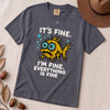 It’s Fine. I’m Fine. Everything Is Fine, Fish T-Shirt - Navy unfolded t-shirt mockup