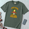 Just Here For An Alibi Frog T-Shirt - Blue Spruce unfolded t-shirt mockup