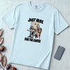 Just Here For The Coffee Pigeon T-Shirt - Chambray unfolded t-shirt mockup