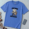 Just Here For The Coffee Pigeon T-Shirt - Flo Blue unfolded t-shirt mockup